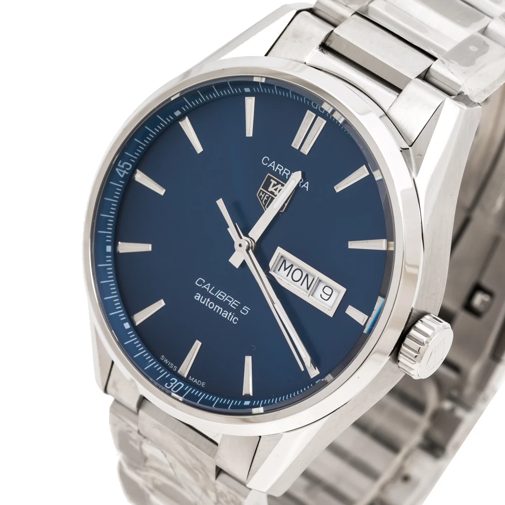 Tag Heuer Blue Stainless Steel Carrera Caliber 5 WAR201E.BA0723 Men's Wristwatch 41 Mm For Men 2 Tag Heuer Blue Stainless Steel Carrera Caliber 5 WAR201E.BA0723 Men's Wristwatch 41 Mm For Men - Image 2
