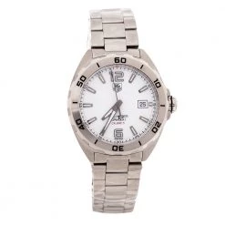 Tag Heuer White Stainless Steel Formula 1 Caiiber 5 WAZ2114.BA0875 Men's Wristwatch 41 Mm For Men