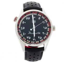 Tag Heuer Black Stainless Steel Leather Muhammad Ali Caliber 5 Carrera WAr2A12 Men's Wristwatch 43 Mm For Men