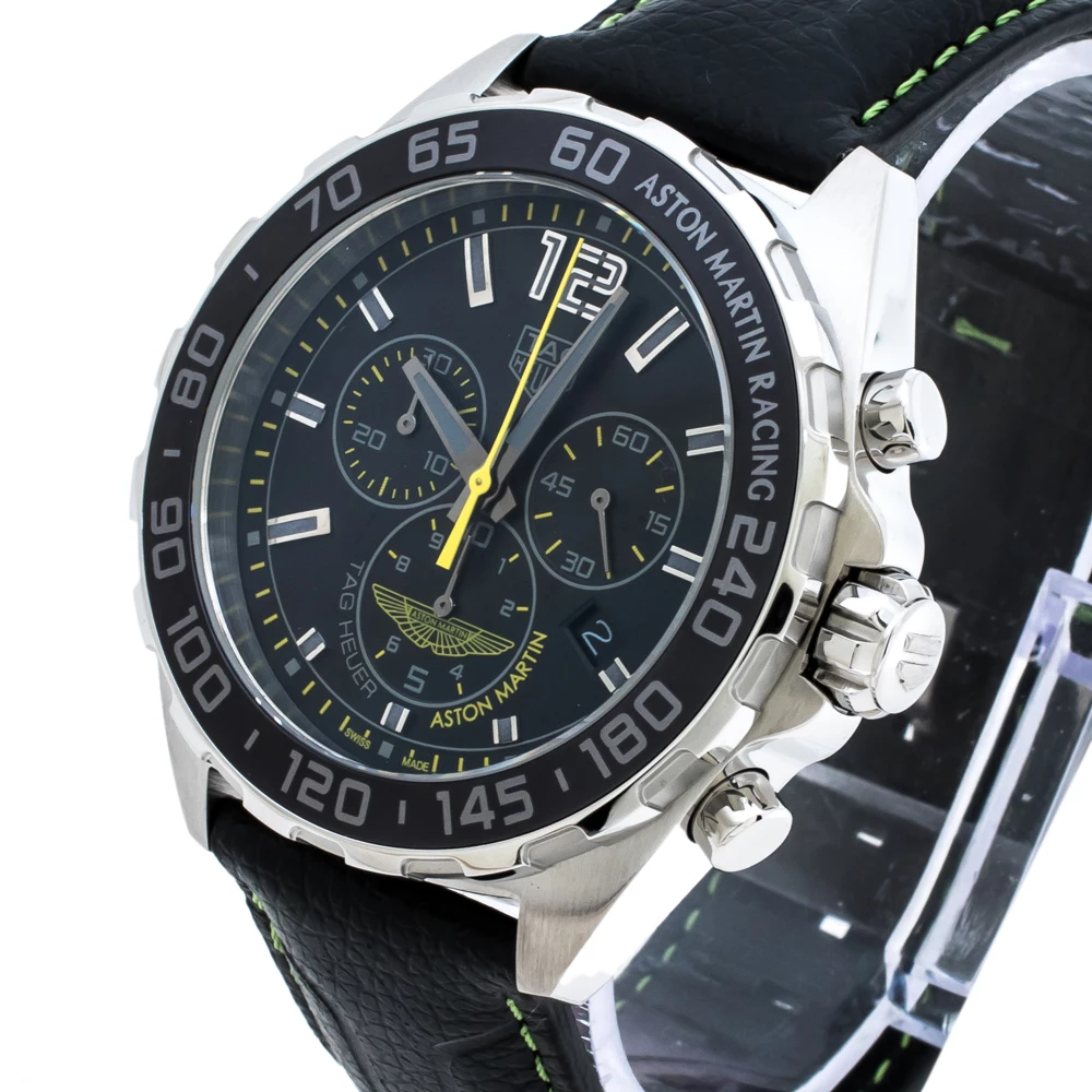 Tag Heuer Black Stainless Steel Formula 1 Aston Martin Chronograph Men's Wristwatch 43 Mm For Men 2 Tag Heuer Black Stainless Steel Formula 1 Aston Martin Chronograph Men's Wristwatch 43 Mm For Men - Image 2