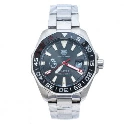 Tag Heuer Black Stainless Steel Aquaracer Match Timer Premier League WAY201D.BA0927 Men's Wristwatch 43 Mm For Men