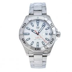 Tag Heuer Silver Stainless Steel Aquaracer Calibre 5 WAY2013.BA0927 Men's Wristwatch 43 Mm For Men