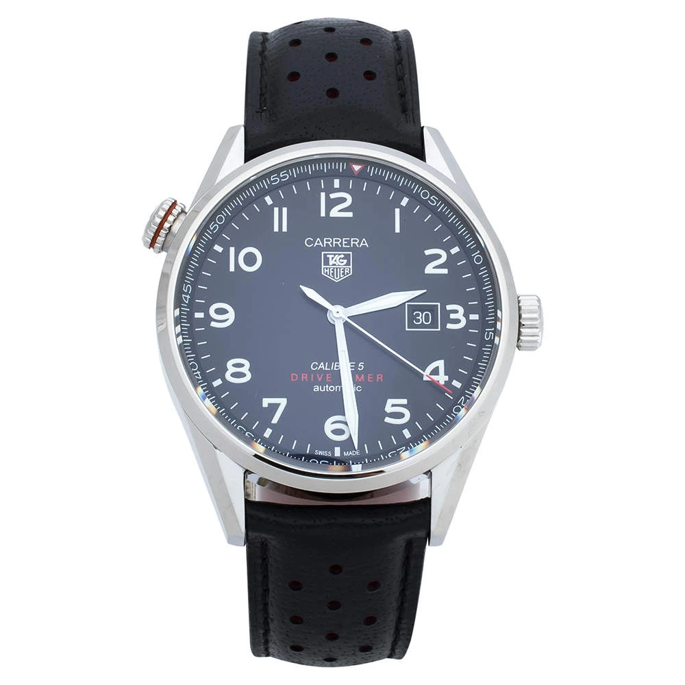TAG Heuer Black Stainless Steel Carrera Drive Time WAR2A10.FC6337 Men's Wristwatch 43 Mm For Men 1 TAG Heuer Black Stainless Steel Carrera Drive Time WAR2A10.FC6337 Men's Wristwatch 43 Mm For Men