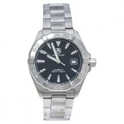 TAG Heuer Black Stainless Steel Aquaracer WAY2110.BA0928 Men's Wristwatch 41 Mm For Men
