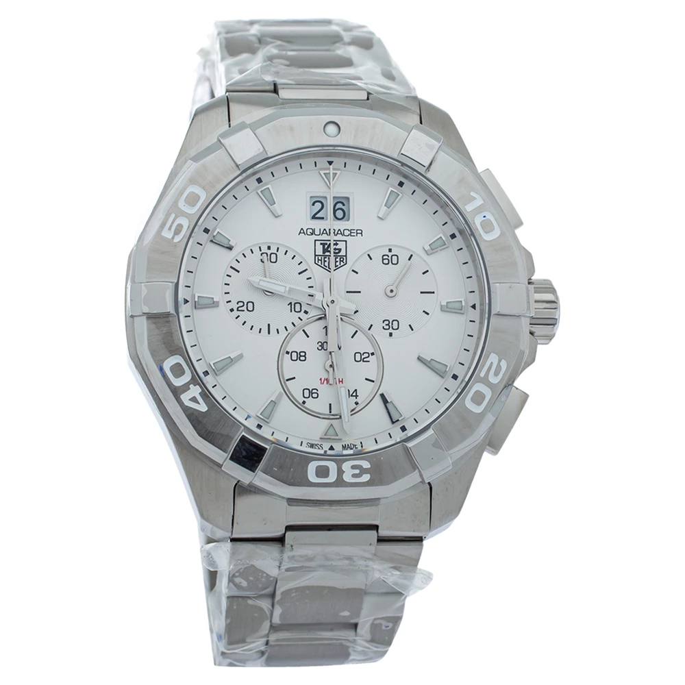 Tag Heuer White Stainless Steel Aquaracer CAY1111 Quartz Men's Wristwatch 43MM For Men 1 Tag Heuer White Stainless Steel Aquaracer CAY1111 Quartz Men's Wristwatch 43MM For Men