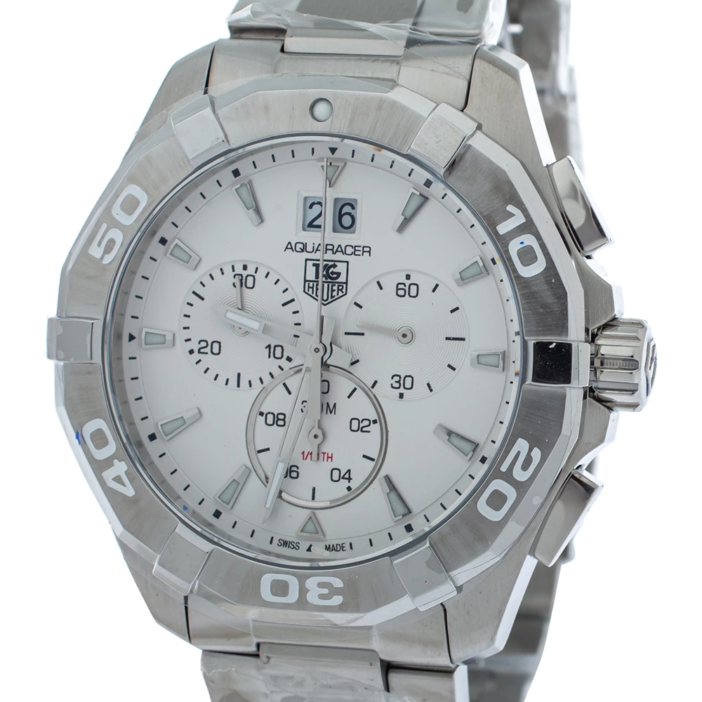 Tag Heuer White Stainless Steel Aquaracer CAY1111 Quartz Men's Wristwatch 43MM For Men 3 Tag Heuer White Stainless Steel Aquaracer CAY1111 Quartz Men's Wristwatch 43MM For Men - Image 3