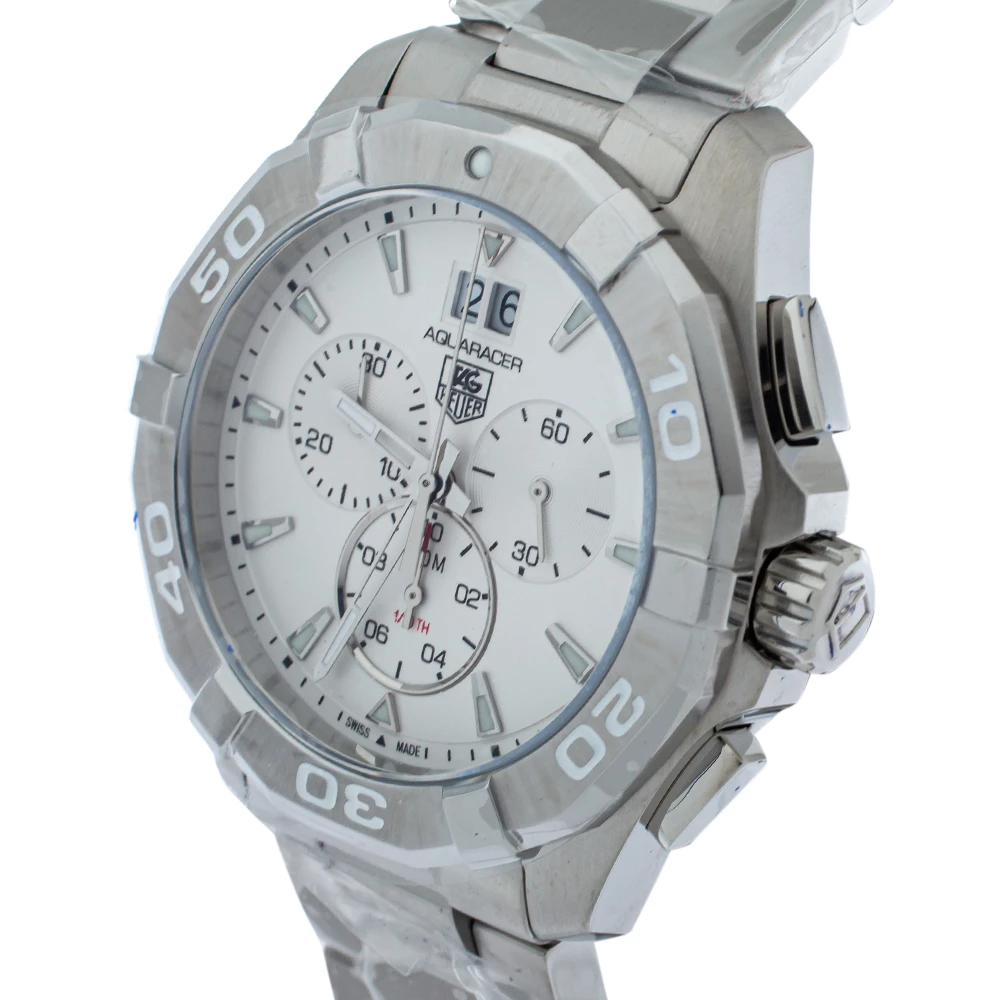 Tag Heuer White Stainless Steel Aquaracer CAY1111 Quartz Men's Wristwatch 43MM For Men 2 Tag Heuer White Stainless Steel Aquaracer CAY1111 Quartz Men's Wristwatch 43MM For Men - Image 2