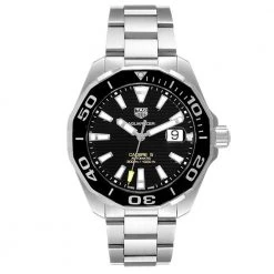 Tag Heuer Black Stainless Steel Aquaracer Calibre 5 WAY201A Men's Wristwatch 43 MM For Men