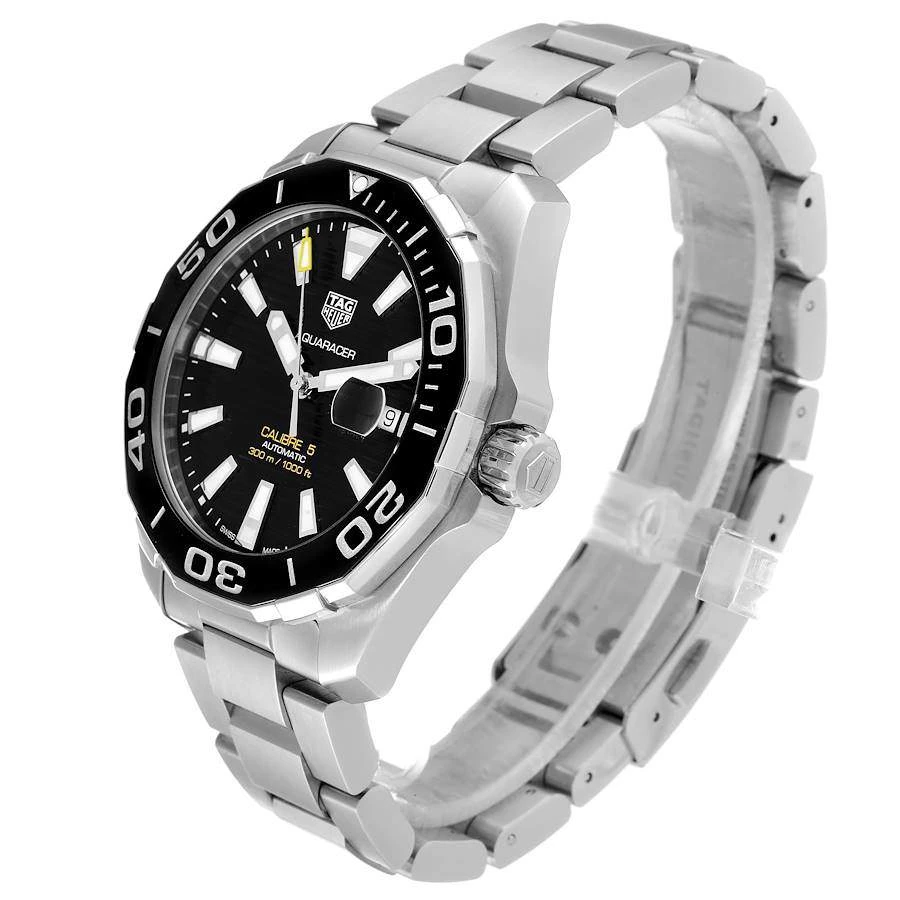 Tag Heuer Black Stainless Steel Aquaracer Calibre 5 WAY201A Men's Wristwatch 43 MM For Men 6 Tag Heuer Black Stainless Steel Aquaracer Calibre 5 WAY201A Men's Wristwatch 43 MM For Men - Image 6