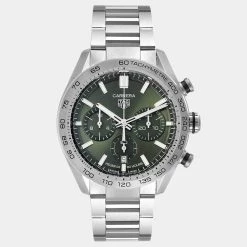 Tag Heuer Green Stainless Steel Carrera Chronograph CBN2A10 Men's Wristwatch 44 MM For Men