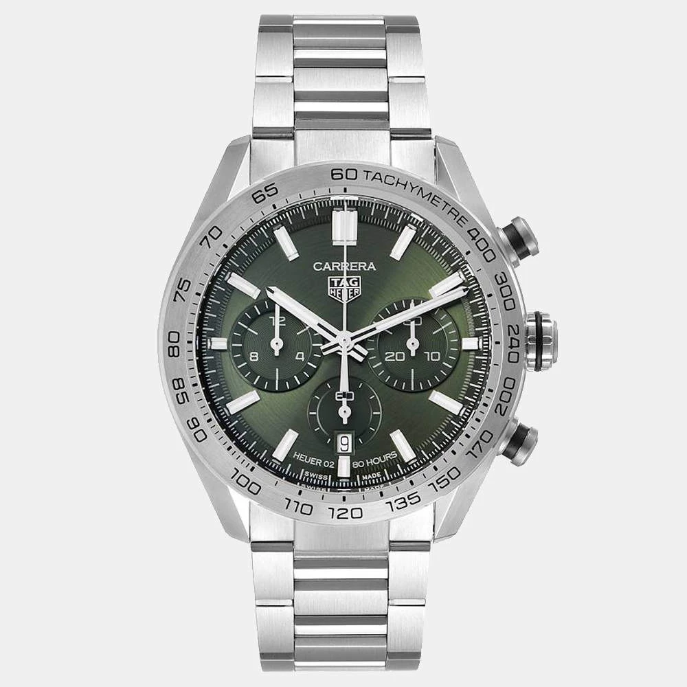 Tag Heuer Green Stainless Steel Carrera Chronograph CBN2A10 Men's Wristwatch 44 MM For Men 1 Tag Heuer Green Stainless Steel Carrera Chronograph CBN2A10 Men's Wristwatch 44 MM For Men