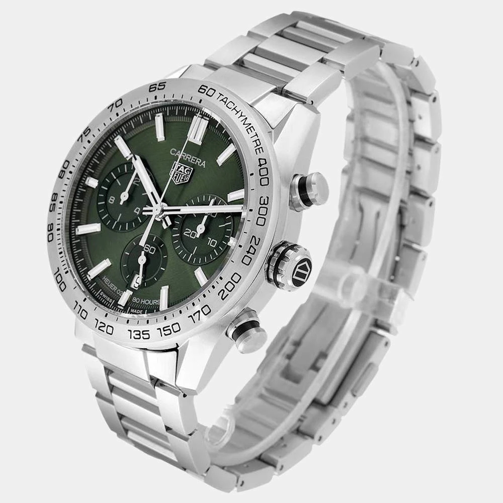 Tag Heuer Green Stainless Steel Carrera Chronograph CBN2A10 Men's Wristwatch 44 MM For Men 7 Tag Heuer Green Stainless Steel Carrera Chronograph CBN2A10 Men's Wristwatch 44 MM For Men - Image 7