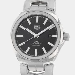 Tag Heuer Black Stainless Steel Link Caliber 5 WBC2110.BA0603 Men's Wristwatch 41 MM For Men