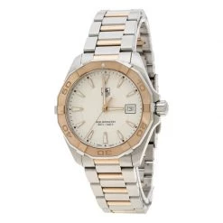 Tag Heuer White Rose Gold Tone Stainless Steel Aquaracer WAY1150.BD0911 Men's Wristwatch 40 Mm For Men