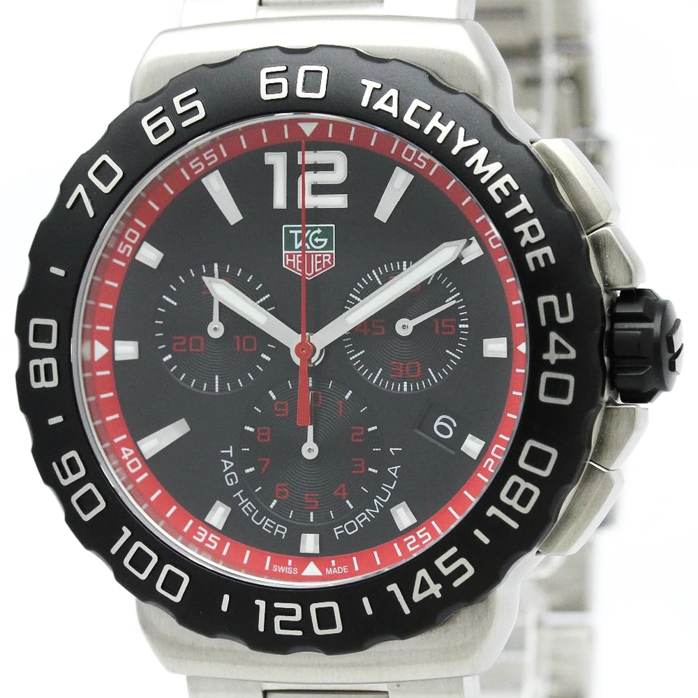 Tag Heuer Black Stainless Steel Formula 1 Chronograph Men's Wristwatch 42MM For Men 3 Tag Heuer Black Stainless Steel Formula 1 Chronograph Men's Wristwatch 42MM For Men - Image 3