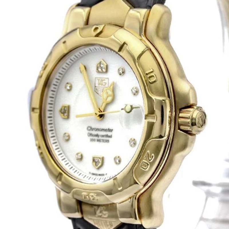 Tag Heuer White 18K Yellow Gold 6000 Series Men's Wristwatch 38MM For Men 2 Tag Heuer White 18K Yellow Gold 6000 Series Men's Wristwatch 38MM For Men - Image 2