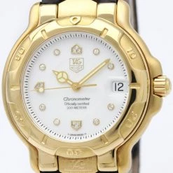 Tag Heuer White 18K Yellow Gold 6000 Series Men's Wristwatch 38MM For Men 7 Tag Heuer White 18K Yellow Gold 6000 Series Men's Wristwatch 38MM For Men -Tag Heuer Sales Shop luxury men tag heuer used watches p150918 003