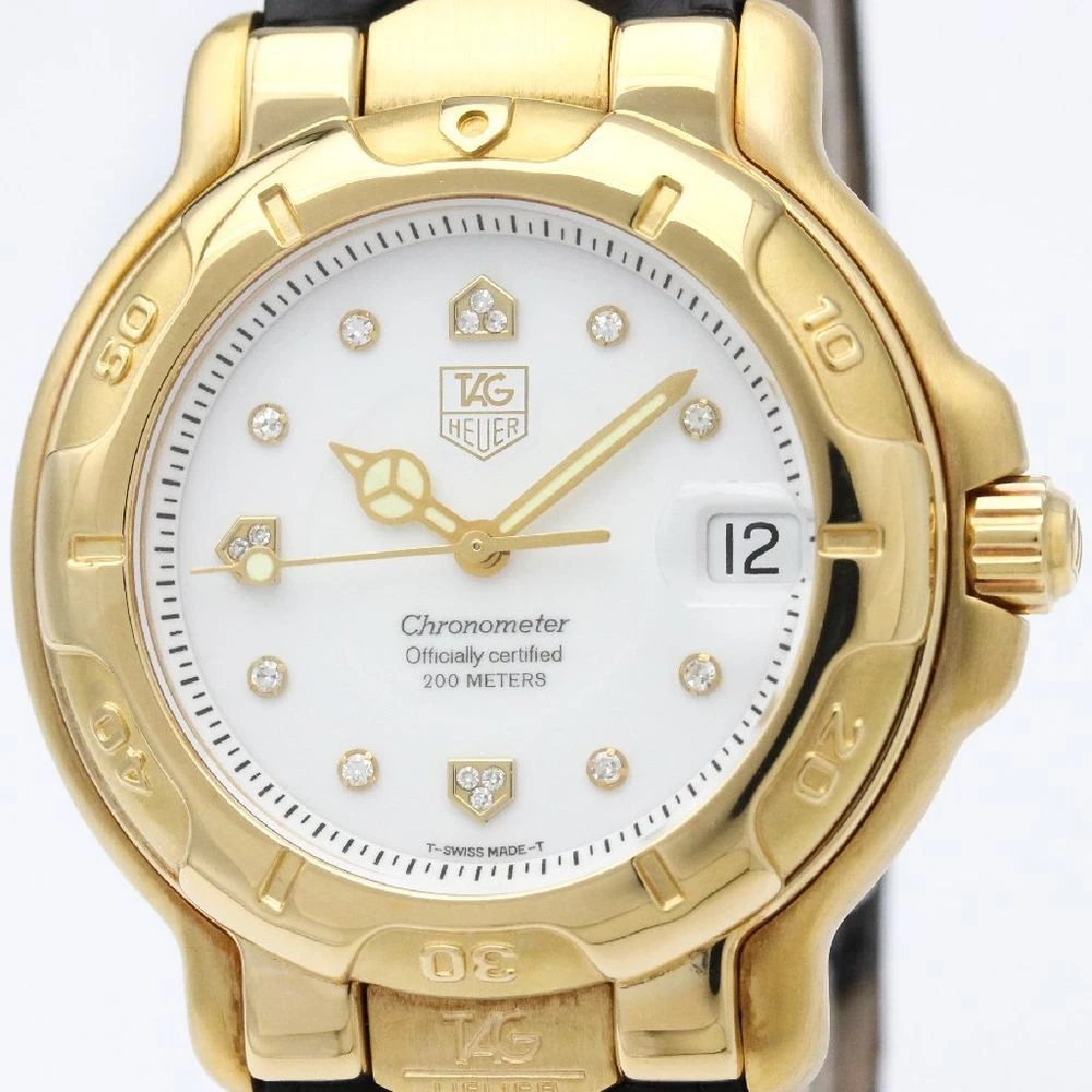 Tag Heuer White 18K Yellow Gold 6000 Series Men's Wristwatch 38MM For Men 3 Tag Heuer White 18K Yellow Gold 6000 Series Men's Wristwatch 38MM For Men - Image 3