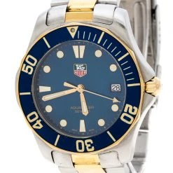 Tag Heuer Blue Two-tone Stainless Steel Aquaracer WAB1120 Men's Wristwatch 39 Mm For Men -Tag Heuer Sales Shop luxury men tag heuer used watches p161157 0003
