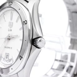 Tag Heuer Silver Stainless Steel Link Calibre 5 Day-Date Men's Wristwatch 42MM For Men -Tag Heuer Sales Shop luxury men tag heuer used watches p185035 006