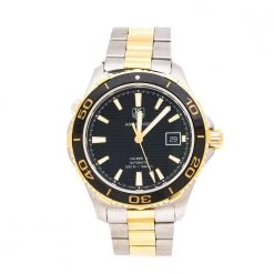 Tag Heuer Black Two-Tone Stainless Steel Aquaracer WAK2122 Men's Wristwatch 41 Mm For Men