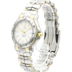 Tag Heuer White 18K Yellow Gold And Stainless Steel 6000 Series Chronometer WH5151 Men's Wristwatch 39MM For Men
