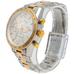 Tag Heuer White Carrera Steel & Yelllow Gold Plated Chronograph Automatic Men'S Watch 41MM For Men -Tag Heuer Sales Shop luxury men tag heuer used watches p249265 002