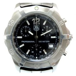 Tag Heuer Black Stainless Steel Exclusive Professional 200 Chronograph CN1110 Men's Wristwatch 38MM For Men