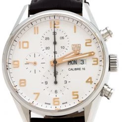 Tag Heuer Silver White Stainless Steel Leather Carrera Caliber 16 CV2A1AC Men's Wristwatch 43 Mm For Men 10 Tag Heuer Silver White Stainless Steel Leather Carrera Caliber 16 CV2A1AC Men's Wristwatch 43 Mm For Men -Tag Heuer Sales Shop luxury men tag heuer used watches p269969 006