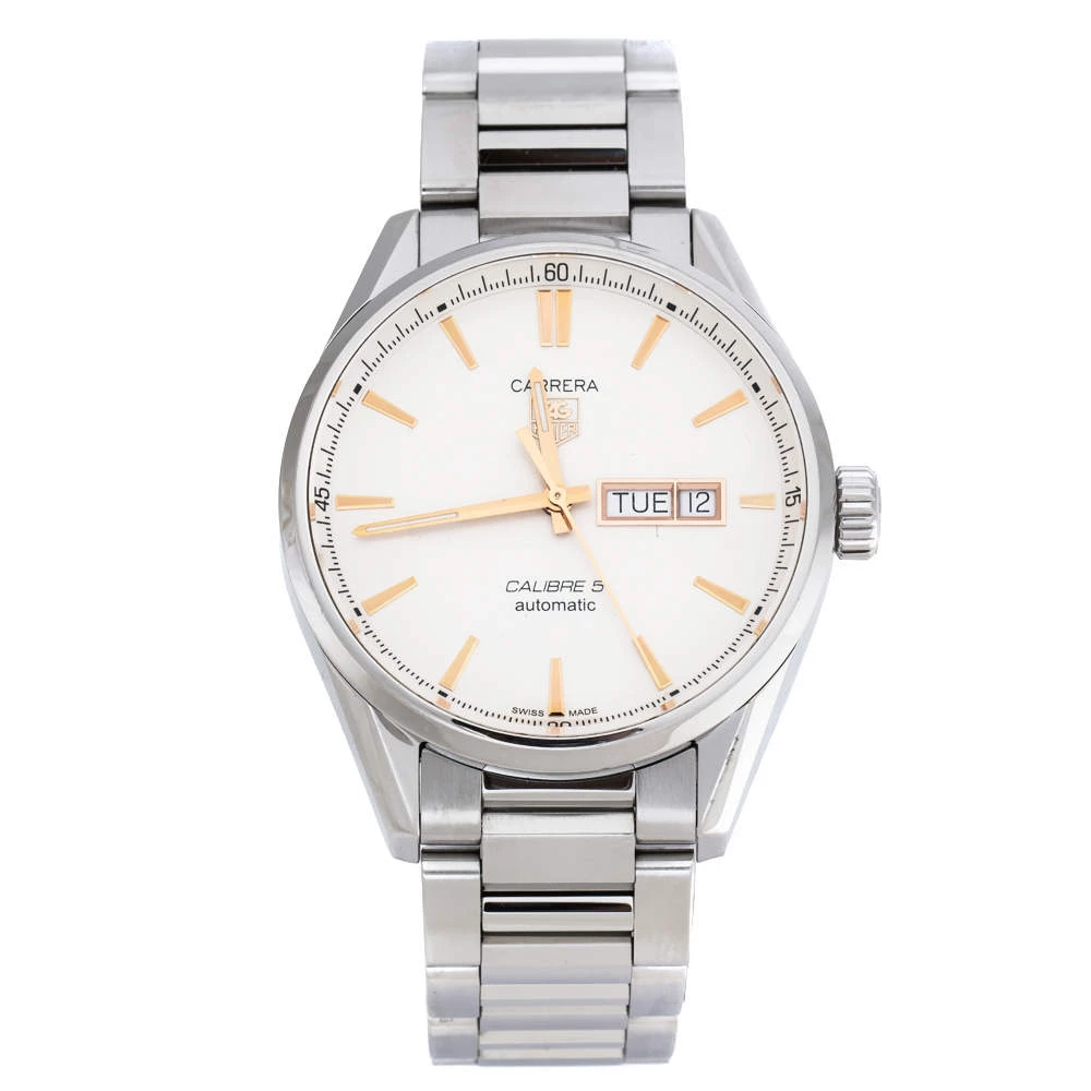 Tag Heuer White Stainless Steel Carrera Calibre 5 WAR201D.BA0723 Men's Wristwatch 40 Mm For Men 1 Tag Heuer White Stainless Steel Carrera Calibre 5 WAR201D.BA0723 Men's Wristwatch 40 Mm For Men