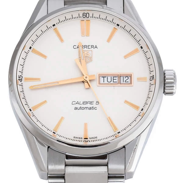 Tag Heuer White Stainless Steel Carrera Calibre 5 WAR201D.BA0723 Men's Wristwatch 40 Mm For Men 3 Tag Heuer White Stainless Steel Carrera Calibre 5 WAR201D.BA0723 Men's Wristwatch 40 Mm For Men - Image 3