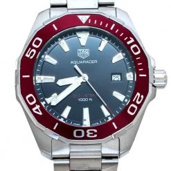 Tag Heuer Black/Red Stainless Steel Aquaracer WAY101B.BA0746 Men's Wristwatch 43 Mm For Men -Tag Heuer Sales Shop luxury men tag heuer used watches p310284 006