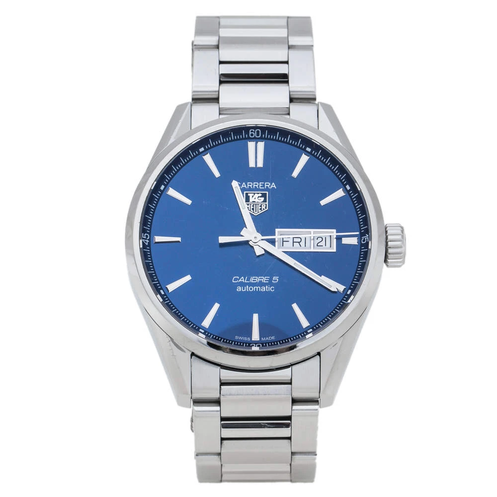 TAG Heuer Blue Stainless Steel Carrera Calibre 5 WAR201E.BA0723 Men's Wristwatch 41 Mm For Men 1 TAG Heuer Blue Stainless Steel Carrera Calibre 5 WAR201E.BA0723 Men's Wristwatch 41 Mm For Men
