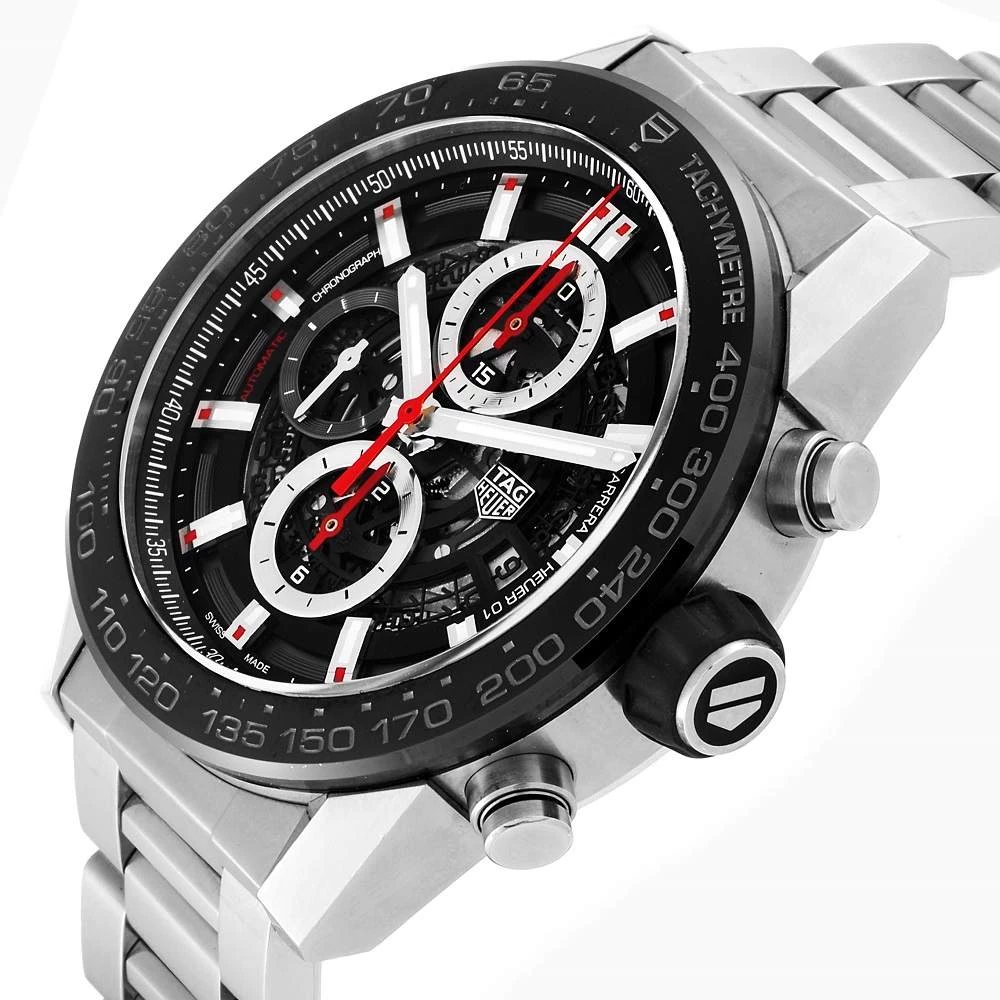 Tag Heuer Black Stainless Steel Carrera Automatic Chronograph CAR2A1W Men's Wristwatch 45 MM For Men 2 Tag Heuer Black Stainless Steel Carrera Automatic Chronograph CAR2A1W Men's Wristwatch 45 MM For Men - Image 2
