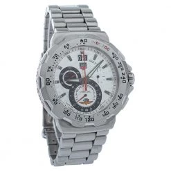 Tag Heuer Silver Stainless Steel Formula 1 CAH101B Indy 500 Chronograph Quartz Men's Wristwatch 44MM For Men