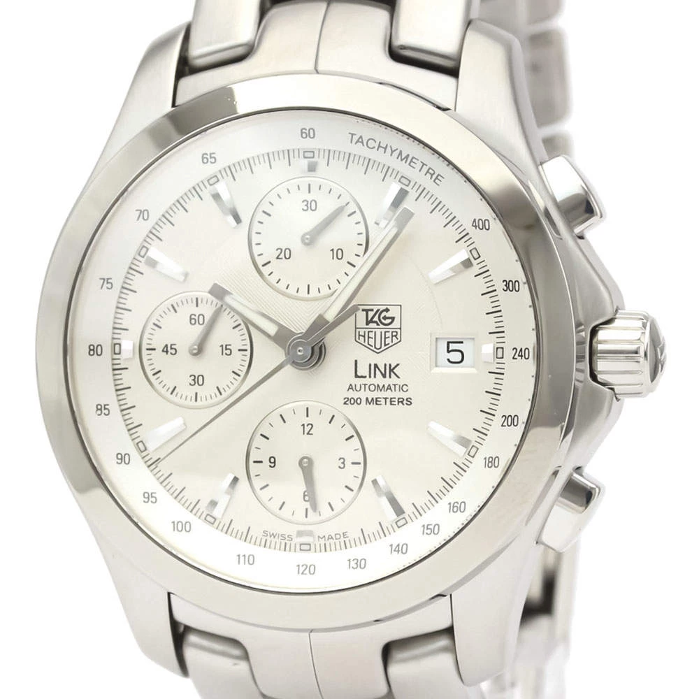 Tag Heuer Silver Stainless Steel Link Chronograph Automatic CJF2111 Men's Wristwatch 42 MM For Men 1 Tag Heuer Silver Stainless Steel Link Chronograph Automatic CJF2111 Men's Wristwatch 42 MM For Men