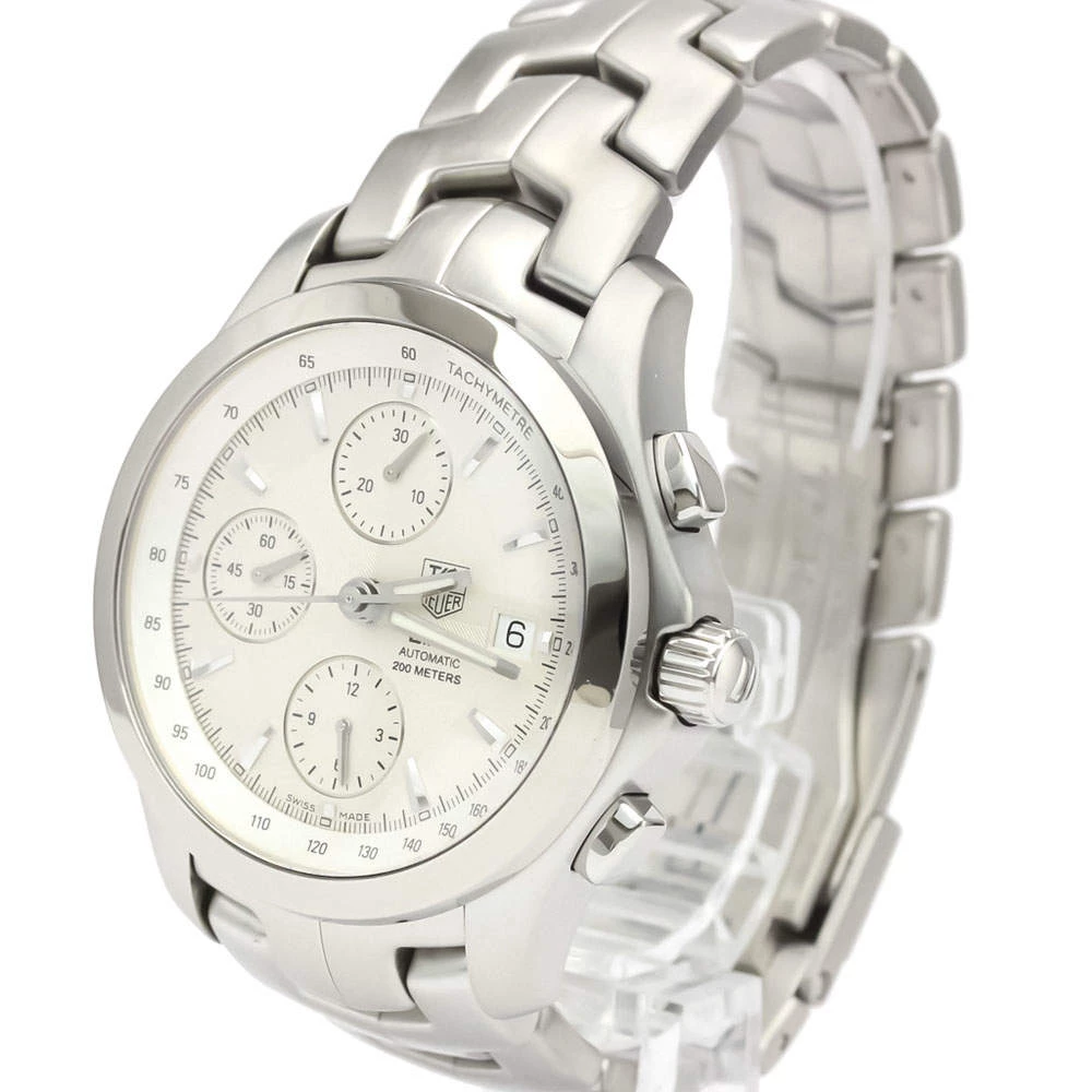 Tag Heuer Silver Stainless Steel Link Chronograph Automatic CJF2111 Men's Wristwatch 42 MM For Men 2 Tag Heuer Silver Stainless Steel Link Chronograph Automatic CJF2111 Men's Wristwatch 42 MM For Men - Image 2