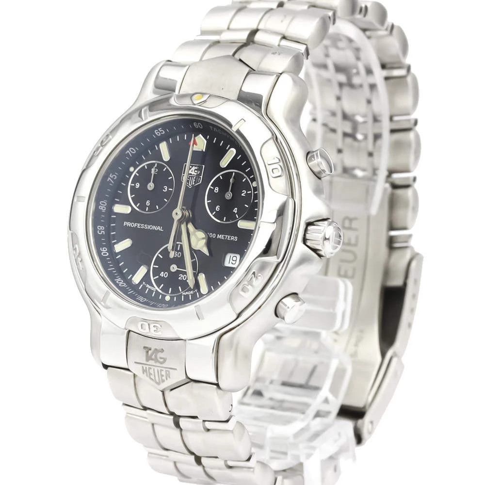Tag Heuer Black Stainless Steel 6000 Chronogragh Quartz CH1113 Men's Wristwatch 40 MM For Men 2 Tag Heuer Black Stainless Steel 6000 Chronogragh Quartz CH1113 Men's Wristwatch 40 MM For Men - Image 2
