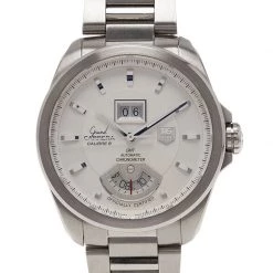 Tag Heuer White Stainless Steel Grand Carrera Calibre 8 Men's Wristwatch 43MM For Men