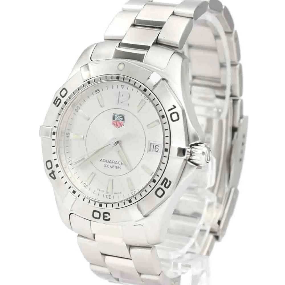 Tag Heuer Silver Stainless Steel Aquaracer WAF1112 Quartz Men's Wristwatch 39 MM For Men 1 Tag Heuer Silver Stainless Steel Aquaracer WAF1112 Quartz Men's Wristwatch 39 MM For Men