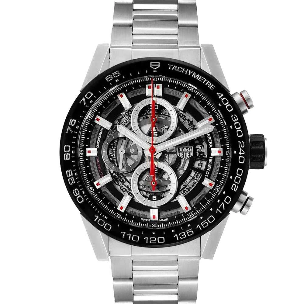 Tag Heuer Black Stainless Carrera Chronograph CAR2A1W Men's Wristwatch 45 MM For Men 1 Tag Heuer Black Stainless Carrera Chronograph CAR2A1W Men's Wristwatch 45 MM For Men