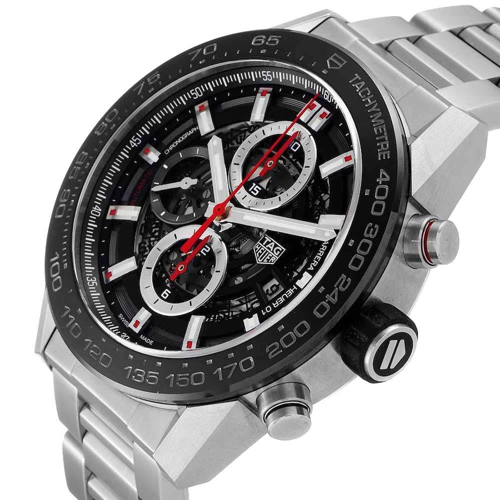 Tag Heuer Black Stainless Carrera Chronograph CAR2A1W Men's Wristwatch 45 MM For Men 2 Tag Heuer Black Stainless Carrera Chronograph CAR2A1W Men's Wristwatch 45 MM For Men - Image 2