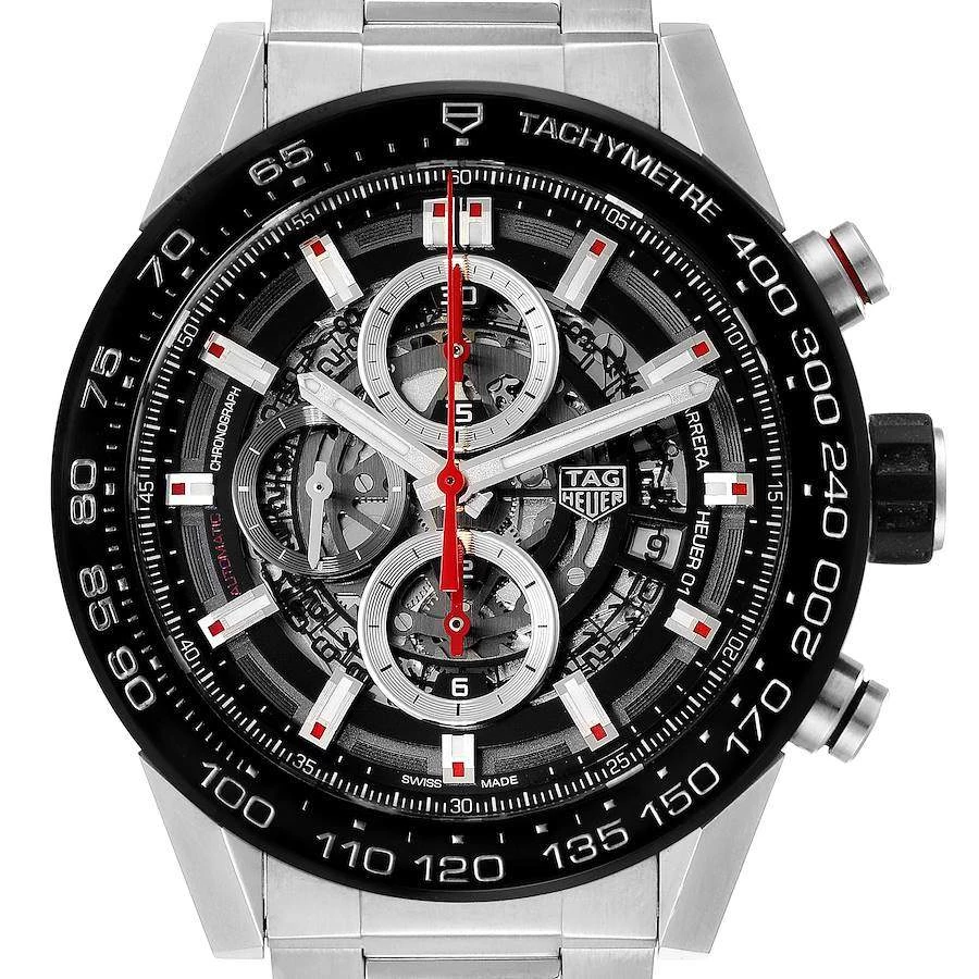 Tag Heuer Black Stainless Carrera Chronograph CAR2A1W Men's Wristwatch 45 MM For Men 3 Tag Heuer Black Stainless Carrera Chronograph CAR2A1W Men's Wristwatch 45 MM For Men - Image 3