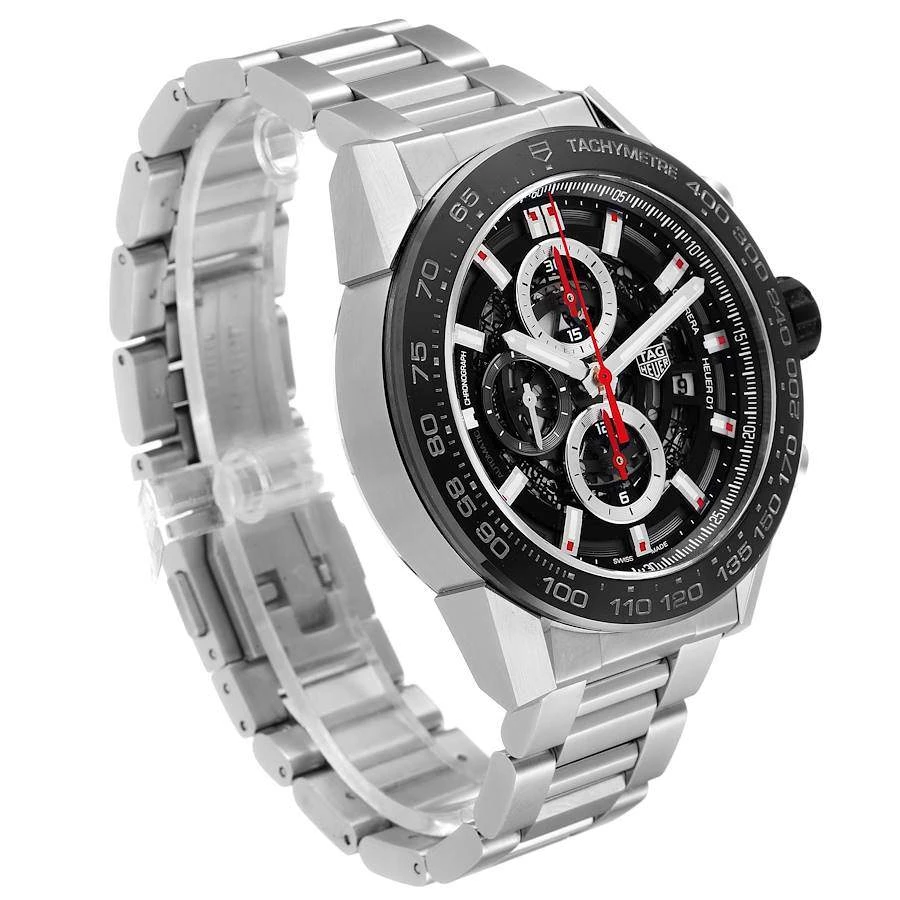 Tag Heuer Black Stainless Carrera Chronograph CAR2A1W Men's Wristwatch 45 MM For Men 7 Tag Heuer Black Stainless Carrera Chronograph CAR2A1W Men's Wristwatch 45 MM For Men - Image 7