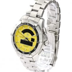Tag Heuer Yellow Stainless Steel Aquaracer Chronotimer CAF1011 Men's Wristwatch 43 MM For Men