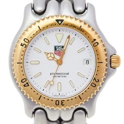 TAG Heuer Vintage White Two-Tone Stainless Steel Professional S/EL S95.806K Men's Wristwatch 38 Mm For Men 10 TAG Heuer Vintage White Two-Tone Stainless Steel Professional S/EL S95.806K Men's Wristwatch 38 Mm For Men -Tag Heuer Sales Shop luxury men tag heuer used watches p477079 001