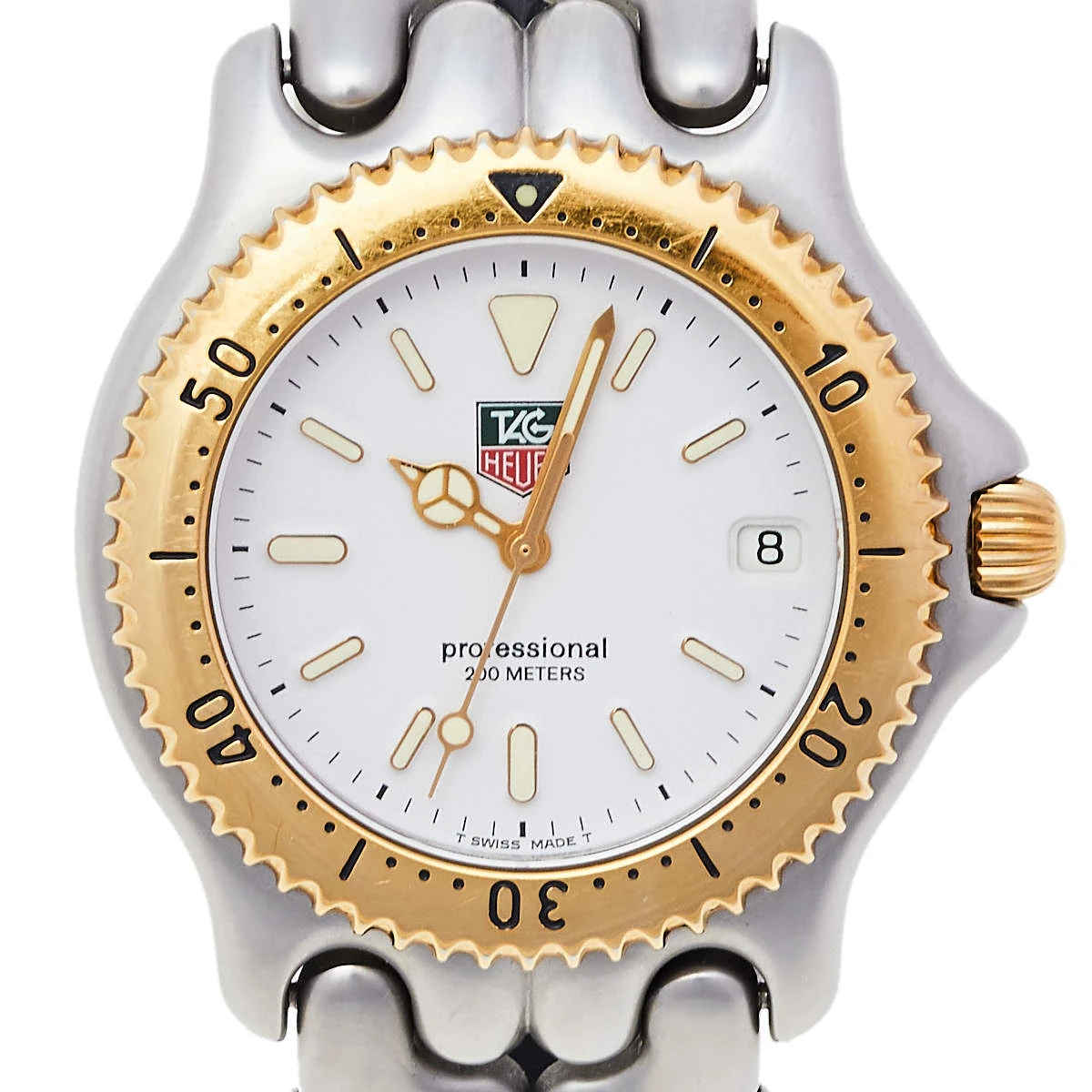 TAG Heuer Vintage White Two-Tone Stainless Steel Professional S/EL S95.806K Men's Wristwatch 38 Mm For Men 3 TAG Heuer Vintage White Two-Tone Stainless Steel Professional S/EL S95.806K Men's Wristwatch 38 Mm For Men - Image 3