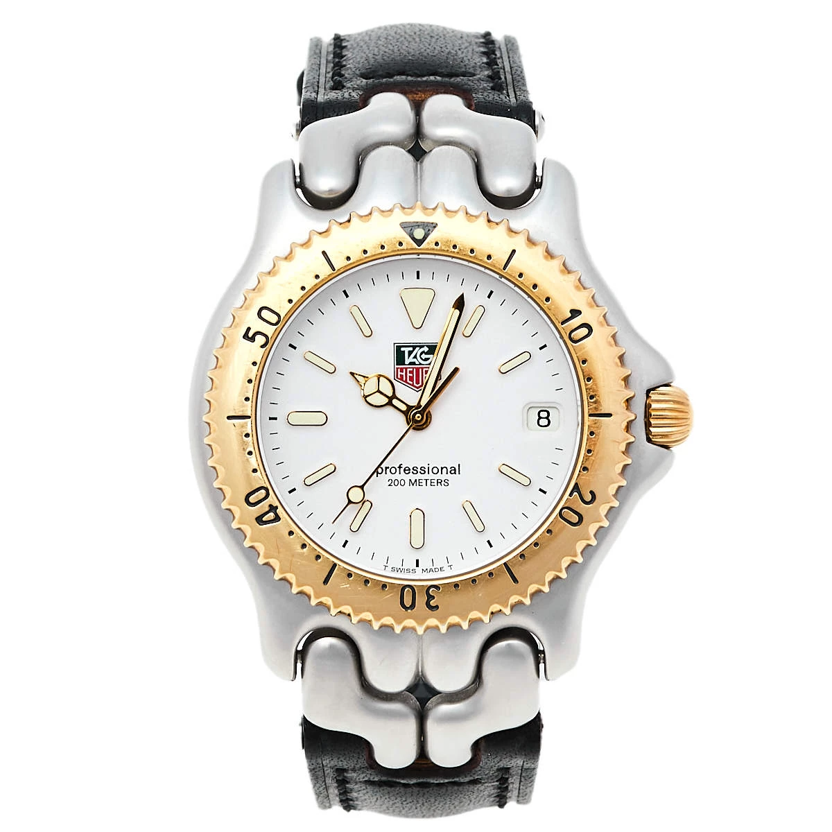 TAG Heuer Vintage White Two-Tone Stainless Steel Professional S/EL S95.806K Men's Wristwatch 38 Mm For Men 1 TAG Heuer Vintage White Two-Tone Stainless Steel Professional S/EL S95.806K Men's Wristwatch 38 Mm For Men