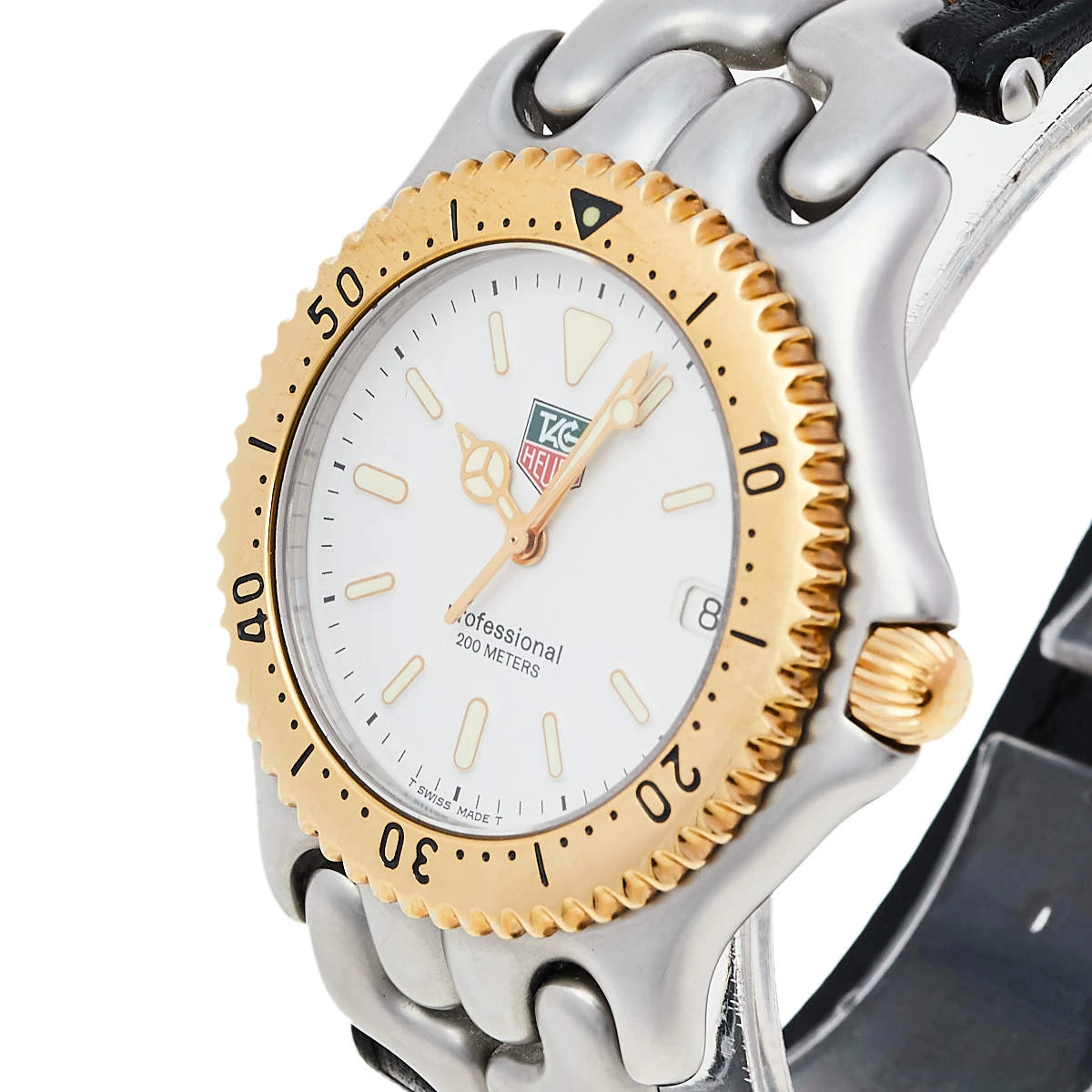 TAG Heuer Vintage White Two-Tone Stainless Steel Professional S/EL S95.806K Men's Wristwatch 38 Mm For Men 2 TAG Heuer Vintage White Two-Tone Stainless Steel Professional S/EL S95.806K Men's Wristwatch 38 Mm For Men - Image 2