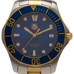Tag Heuer Blue Gold-Plated Stainless Steel Aquaracer Men's Wristwatch 41MM For Men